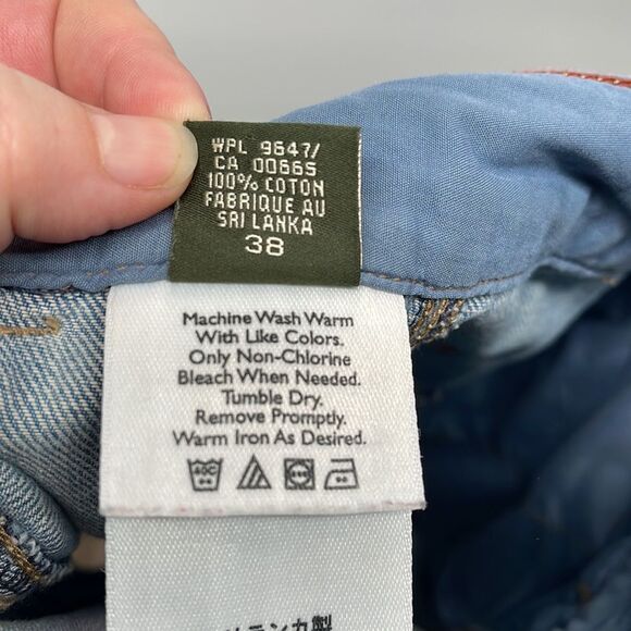 Eddie Bauer denim midi skirt front button 100% cotton EUC 8 jean jeans a-line - Picture 8 of 8